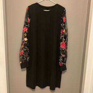 SHEIN Black dress with sheer flowered sleeves